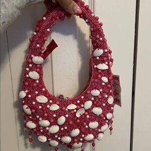 Pink Beaded Shell Handbag